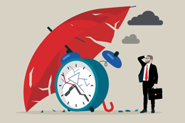 Speaker Standing Next to Broken Clock