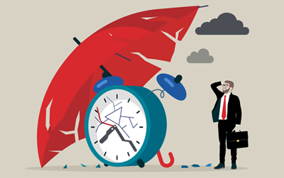 Speaker Standing Next to Broken Clock