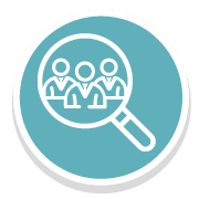 assess stakeholders icon cyan circle