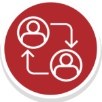 peer to peer icon red circle
