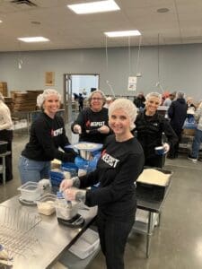 V2V team packing meals