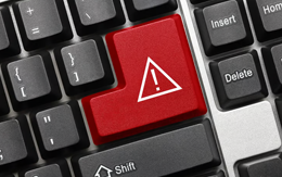 Keyboard with warning sign